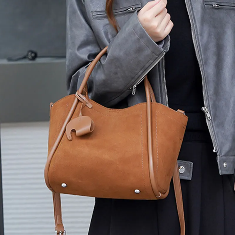 

New Women's Bag Luxury Designer Suede Cow Leather Handbags Women Fashion Trend Shoulder Bag Female Crossbody Bags 1509