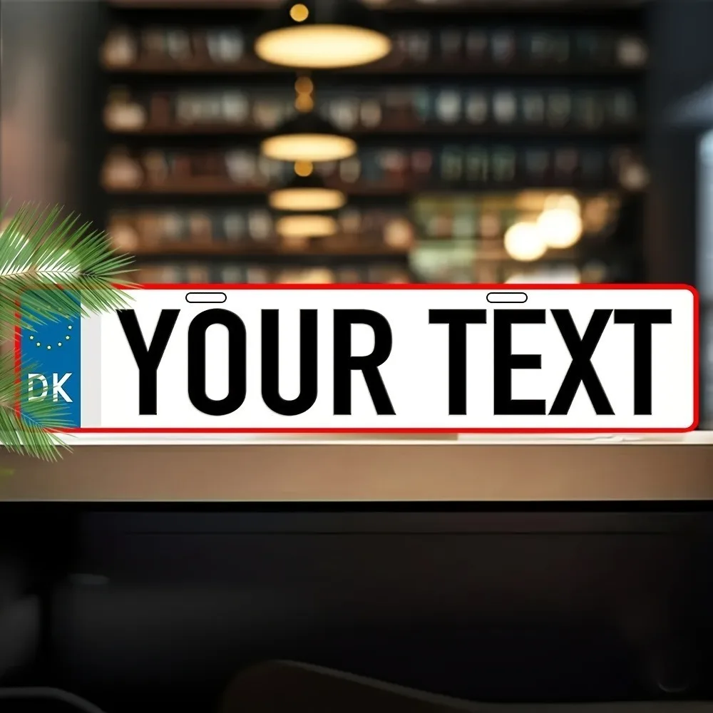 Letrero de aluminio personalizado de estilo danés | Arte de pared de metal impreso con rayos UV de 20,47 x 4,33 pulgadas (coche vintage) para garaje/casa/café