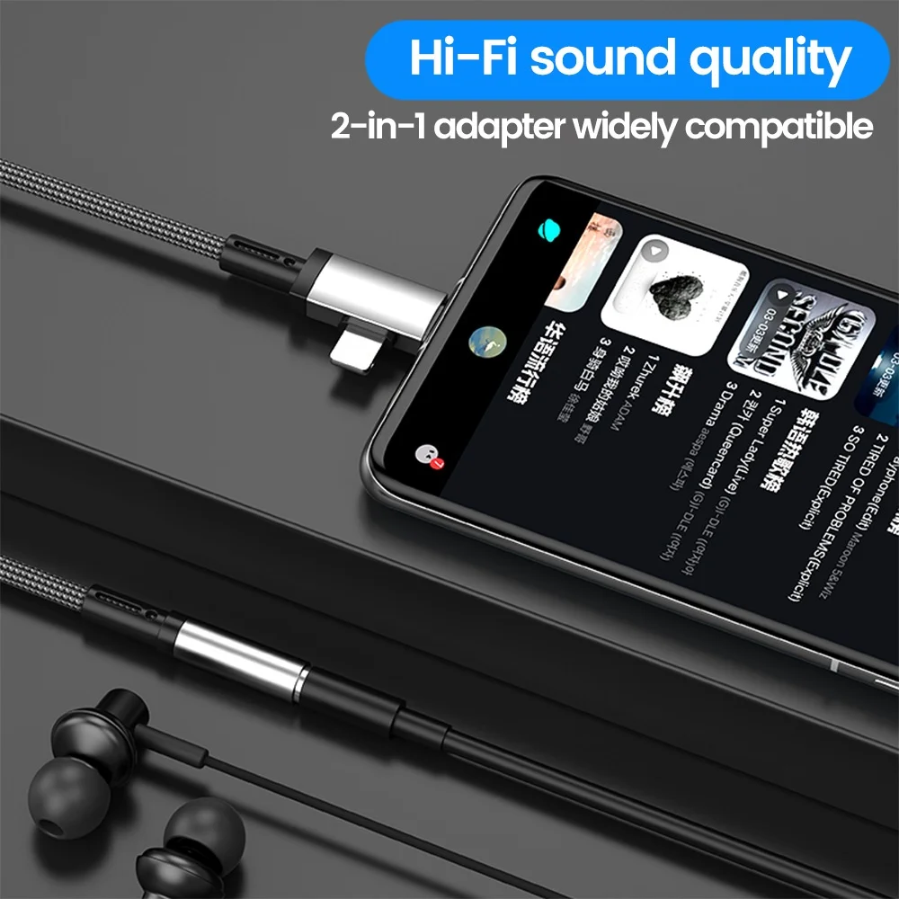 Elough-Adaptador de Audio 2 in 1, conector de 3,5mm a tipo C, convertitore di auriculares de iluminación para Iphone 15, Samsung,