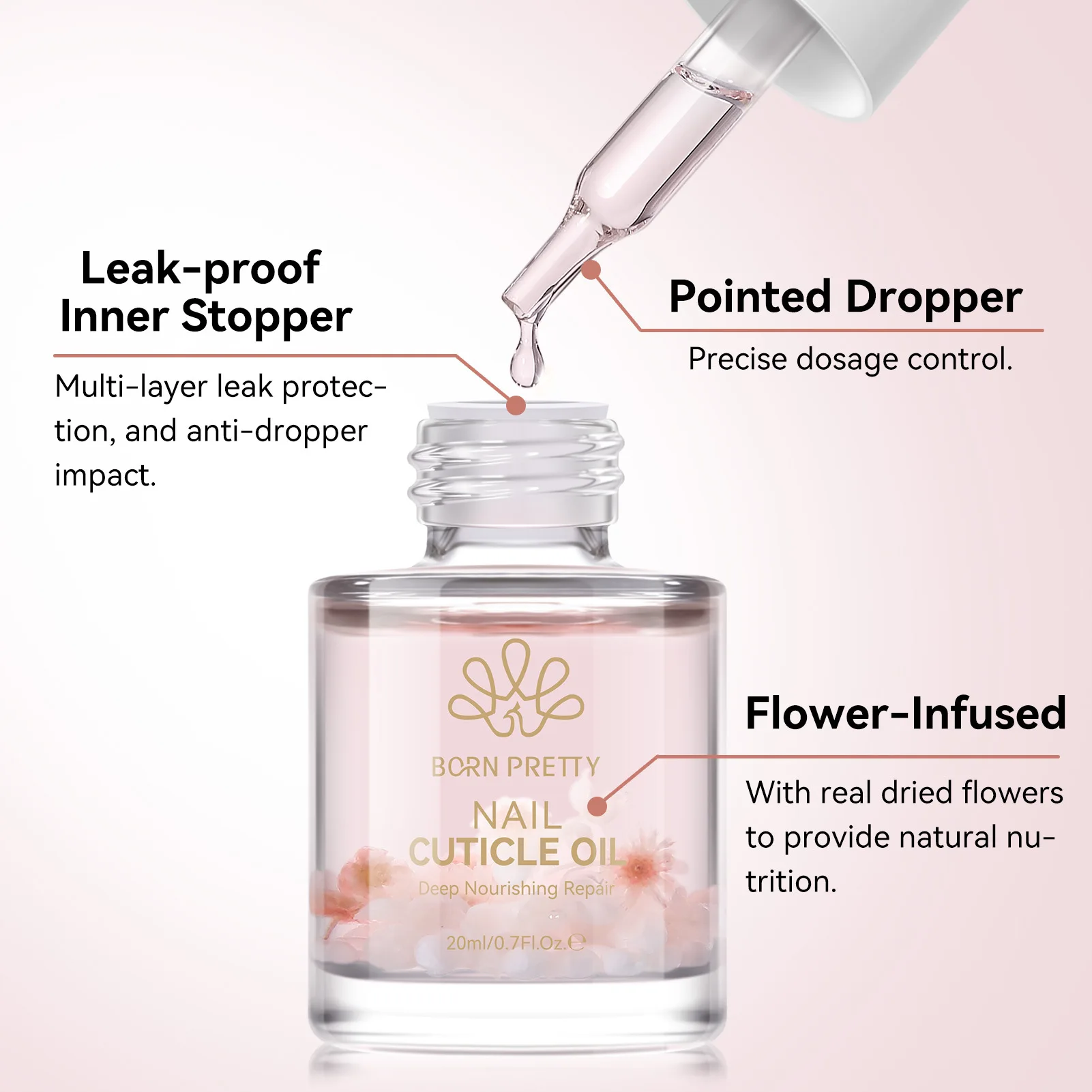 BORN PRETTY Armor Oil Dried Flower Finger Edge Oil, Dead Skin Softener Plant Extract Moisturizing Nutritional Oil