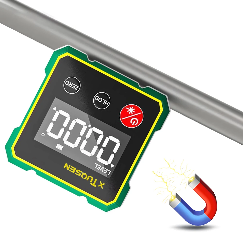 Magnetic Digital Angle Finder with LCD Backlight Electronic Laser Gauge Ruler 360 Degree Level Protractor Inclinometer Level Box