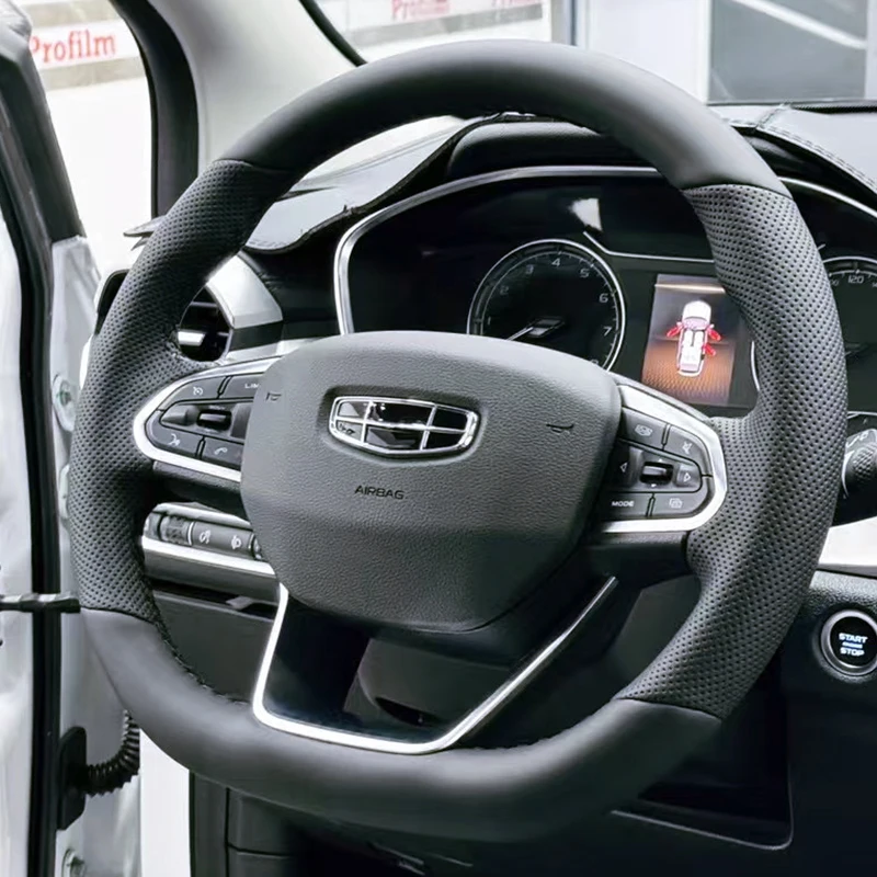 

Нескользящий кожаный чехол на руль из наппа для ручного шитья своими руками для Geely Ariya Binyue Preface Binyue ICON, аксессуары для салона автомобиля