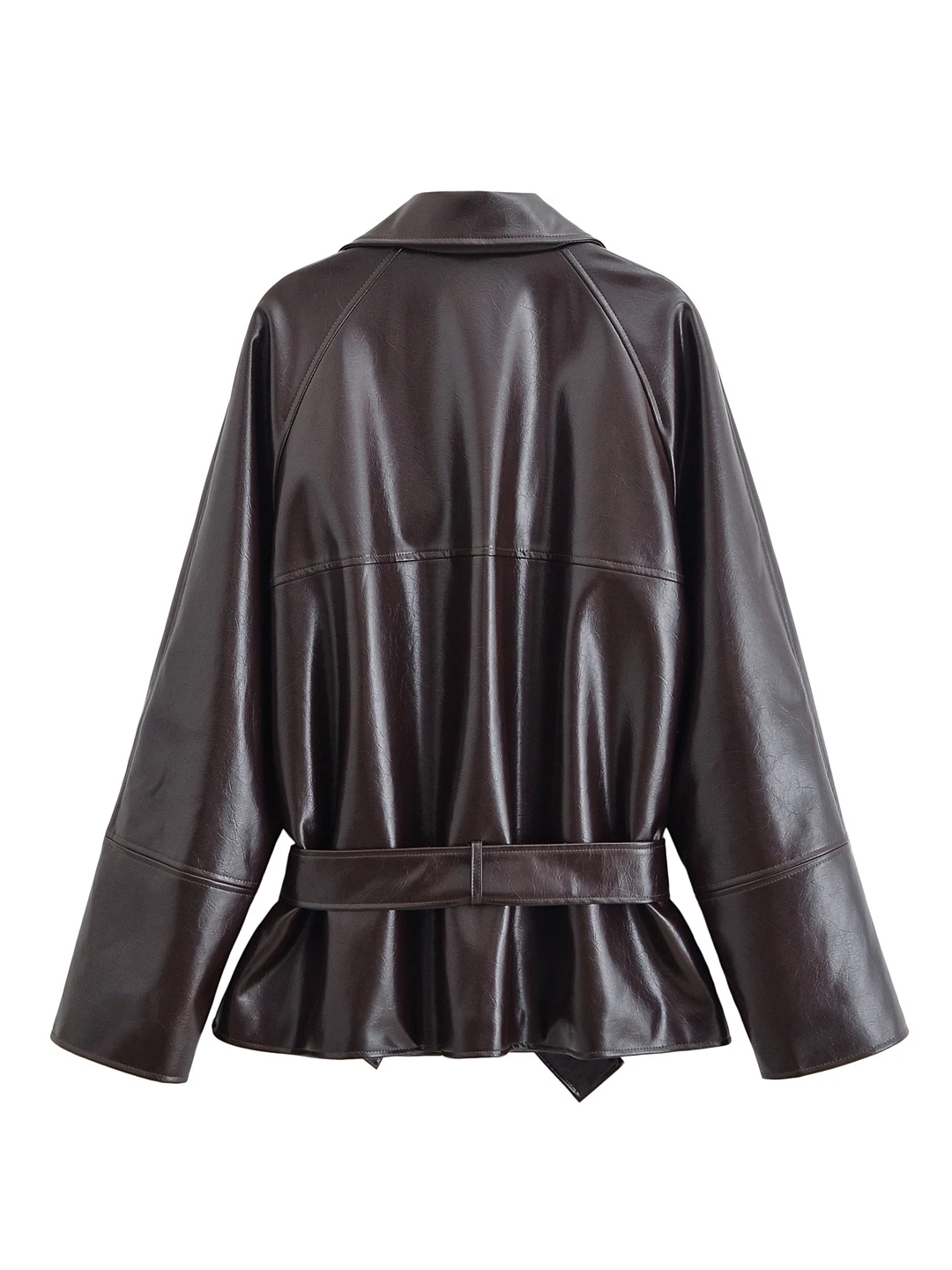 Or PU cuir Jaet femmes motard Sle manteau col rabat taille cintrée Faionable automne vêtements d'extérieur jeunesse trajet tendance