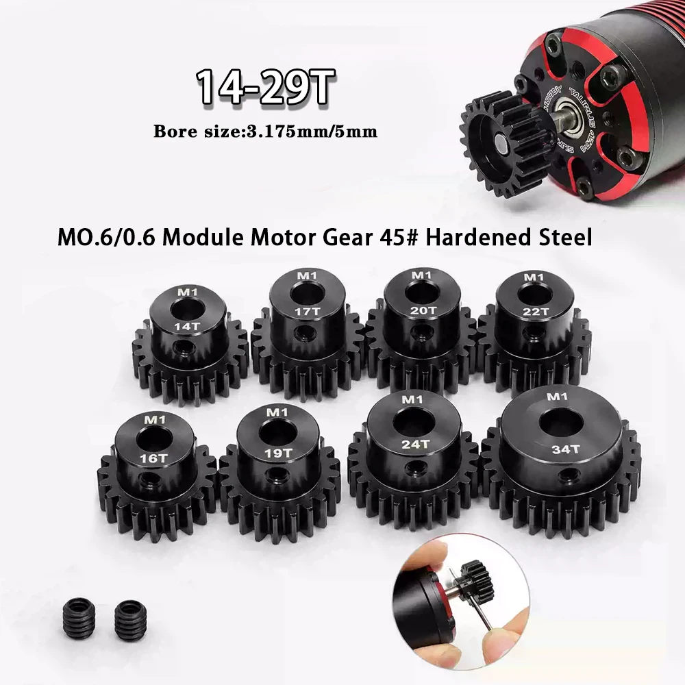 1PCS 0.6M/M0.6  3.175mm/5mm Pinion Gear Moter Gear Set for RC Car Upgrade Parts Accessories 14T 15T 16T 17T 18T 19T 20T 21T- 29T