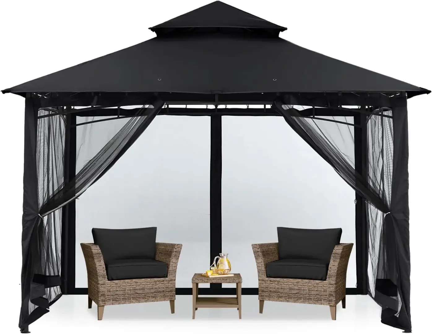 8x8 Outdoor Garden Gazebo for Patios with Stable Steel Frame and Netting Walls