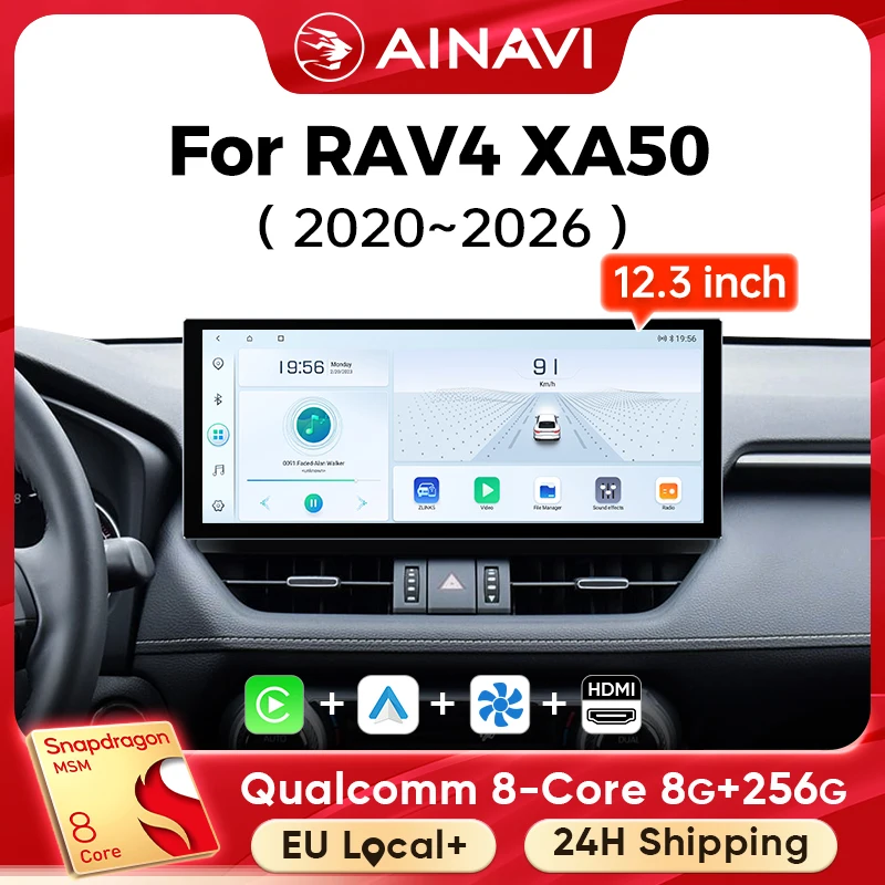 Ainavi 12.3 Pollici Per Toyota RAV4 2019 2020 2021 2023 2025 XA50 HDMI 2K Autoradio Carplay Wireless Android Auto 4G Auto Multimediale