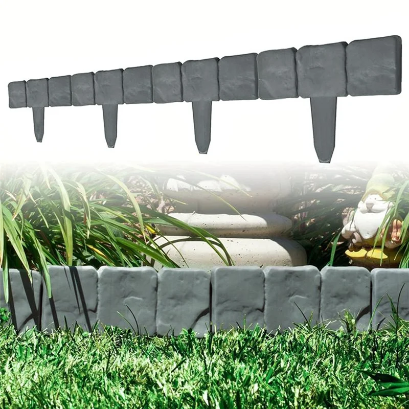 

Garden Patio Edge Border, Imitation Stone Fence Panels, Patio Outdoor Barrier Flower Bed Fence-AC17
