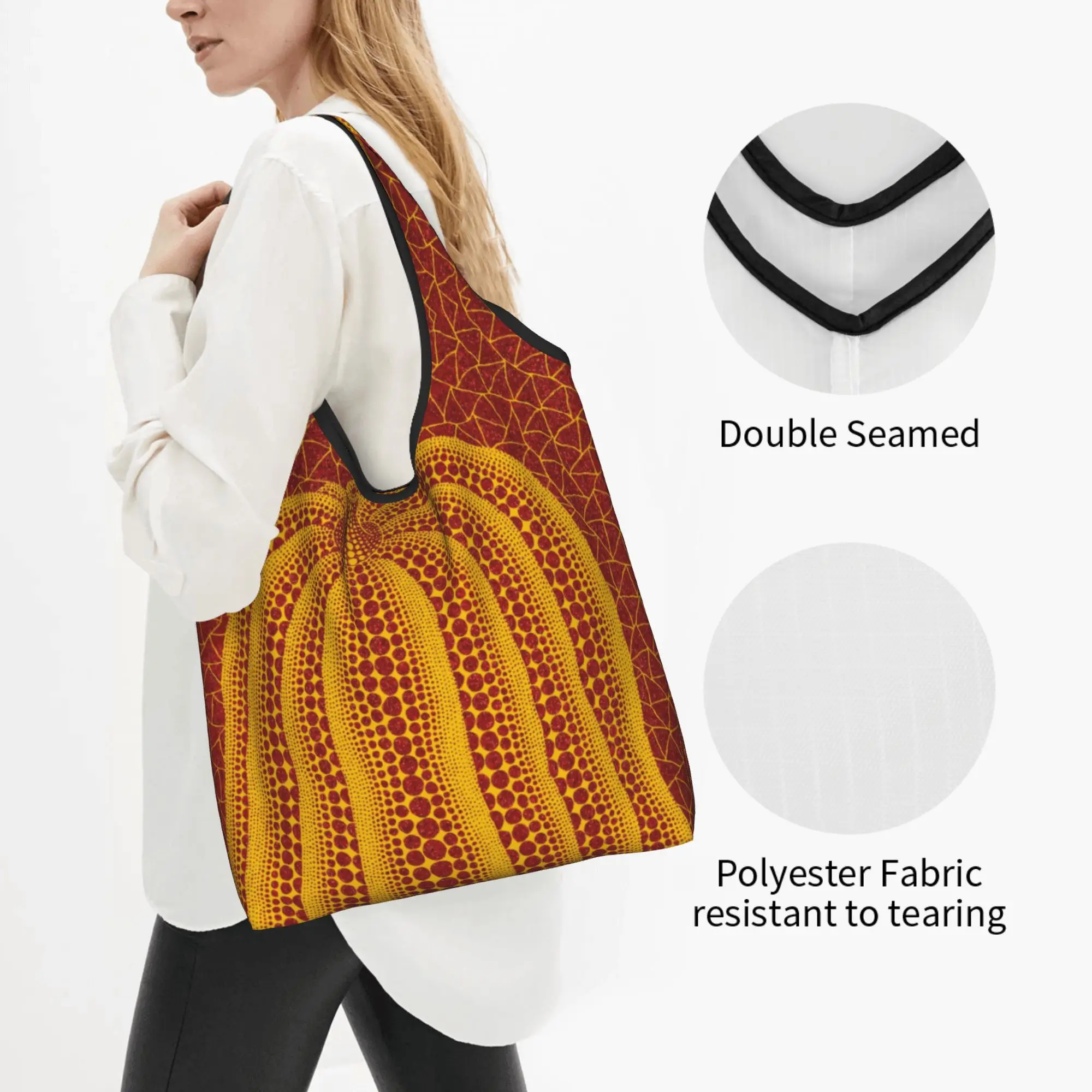 Funny Yayoi Kusama Pumkin Abstract Art Shopping Tote Bags Portable  Groceries Shoulder Shopper Bag