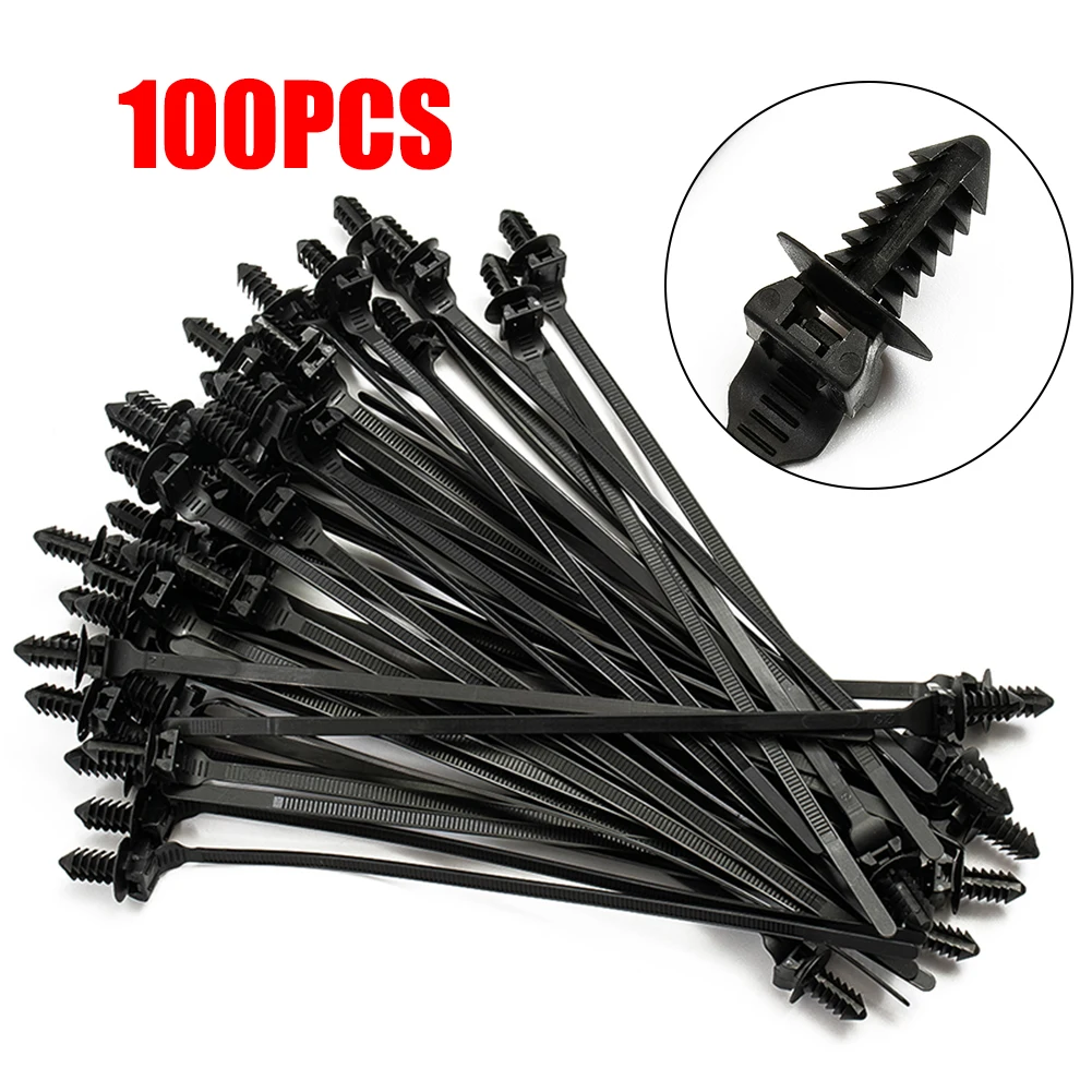 100/50Pcs Self-Locked Nylon Cable Tie Push Clips Wire Tie Released Zip Straps Car Pipe Cable Fastener Bundle Fixed Binding