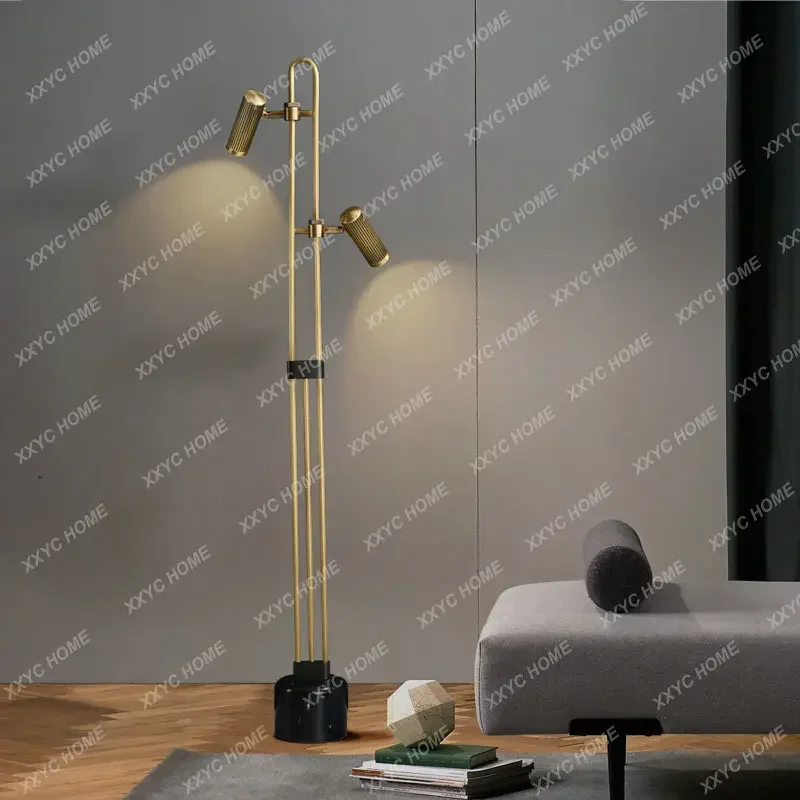 

Post-Modern Minimalist Living Room Marble Floor Lamp Creative Copper Bedroom Vertical Lamp