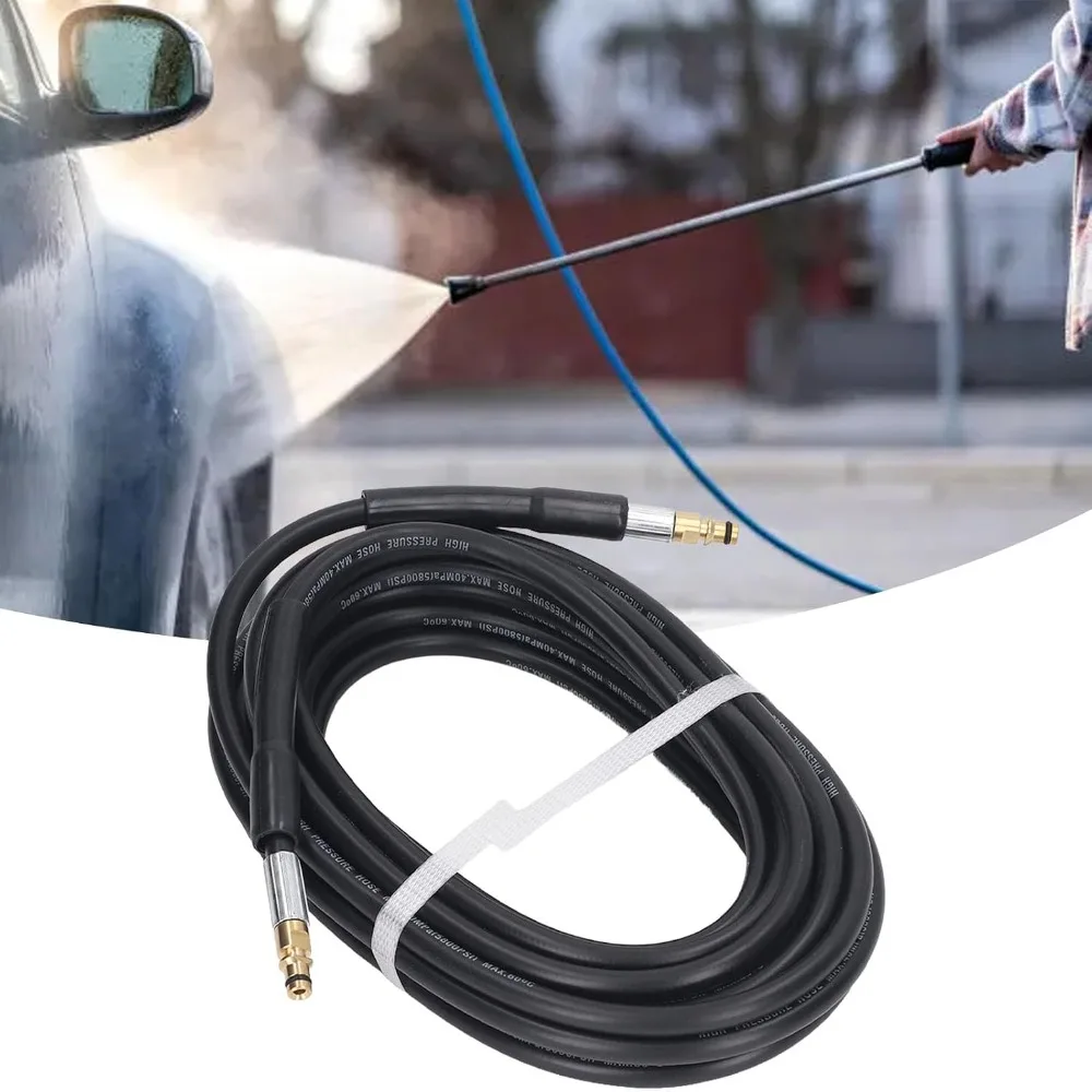 5800 PSI Pressure Washer Hose 15M 49FT Quick Connect High Pressure Hose Rubber Material Replacement Pressure Washer Hose