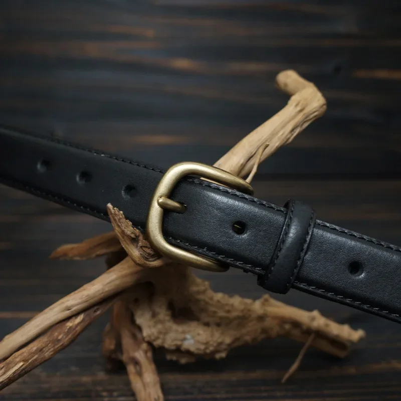 5-ミリメートル厚の女性レトロトップ層牛革銅バックルベルトユニセックスジーンズベルト男性本革多用途ストラップベルト