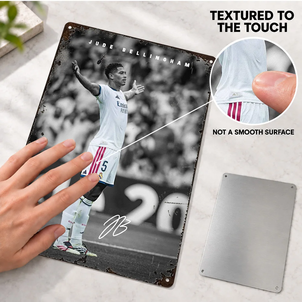 Jude Bellingham Celebration Printed Poster Customized Aluminum Metal Sign Selective Color Photography Wall Art For Home Office