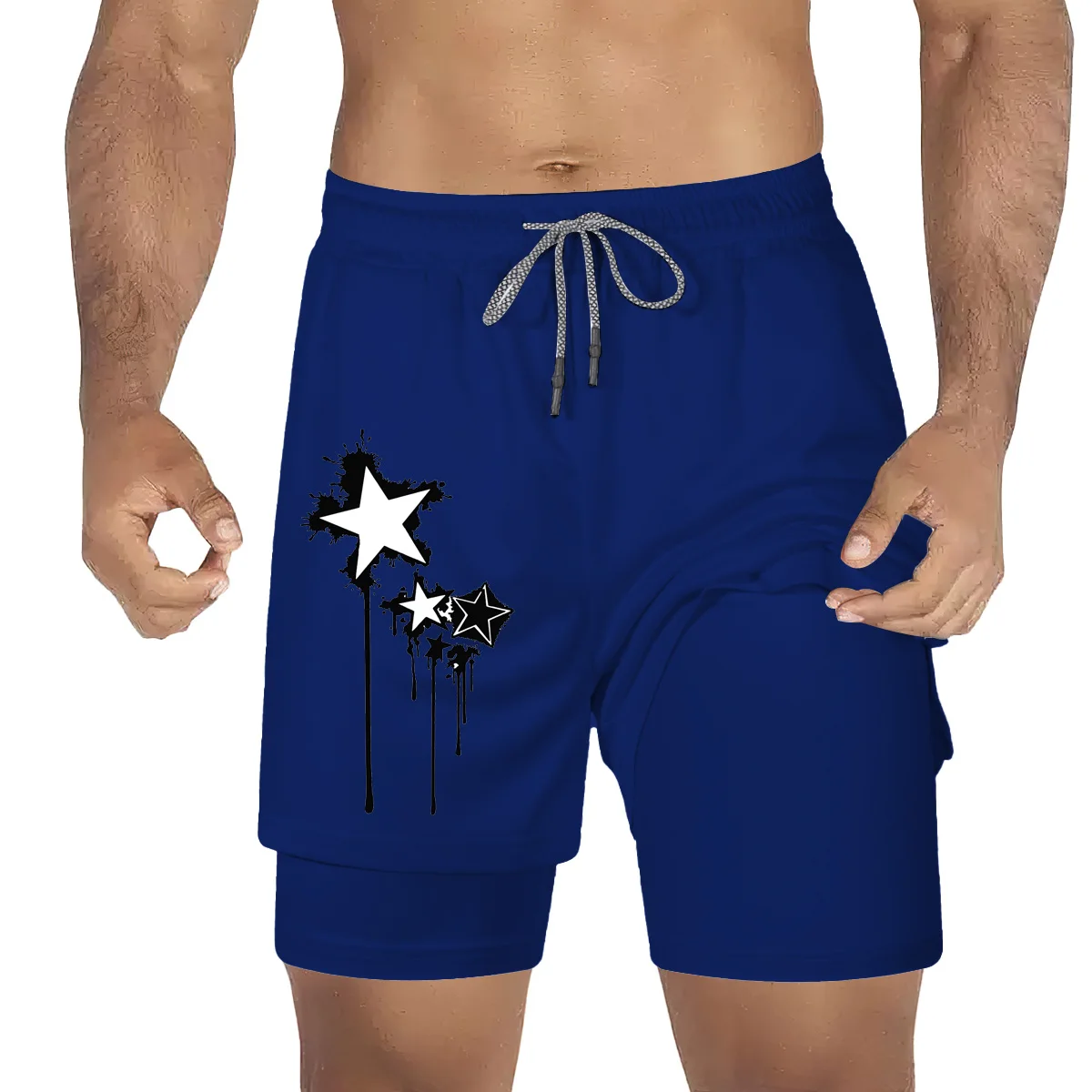 2 em 1 shorts esportivos para homens, dupla camada, secagem rápida, para corrida, corrida, academia, fitness, treino, fundo curto