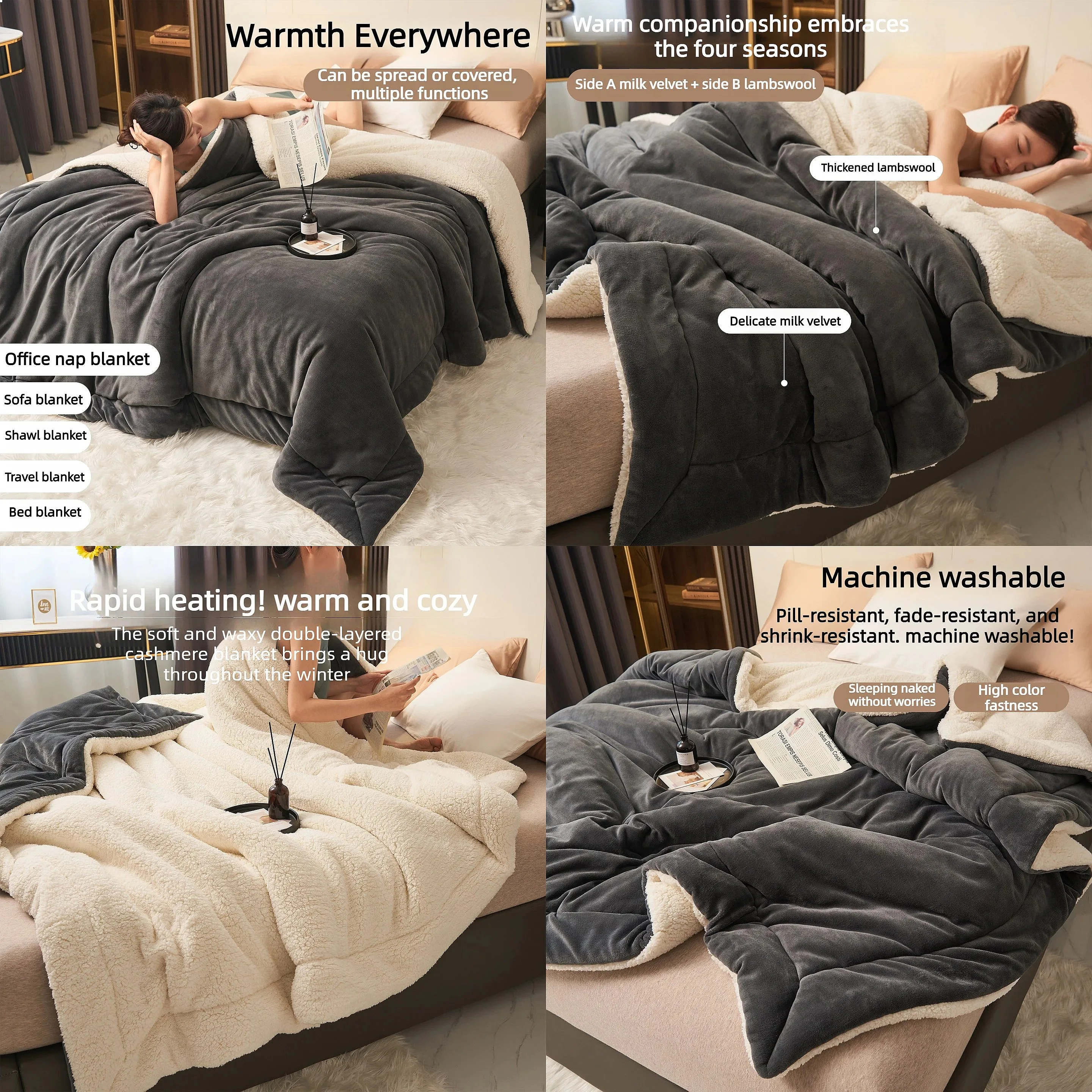Super Soft Imitation Lambswool Autumn Winter Blanket Double Size High-quality Comfortable Milk Fleece Sofa Throw