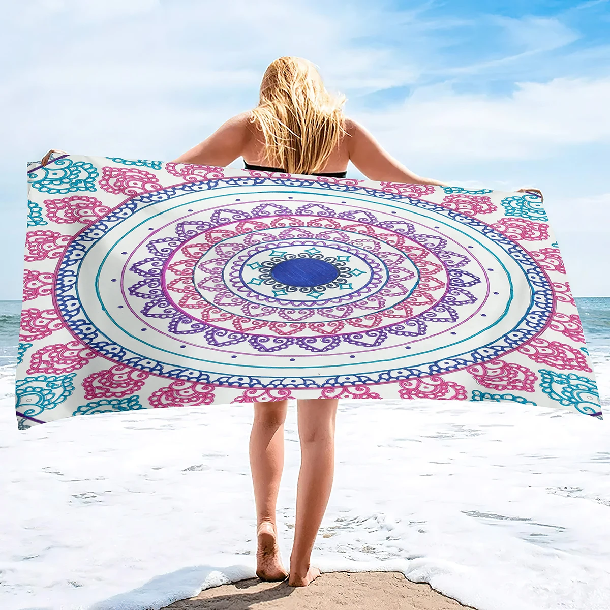 Oversize Beach Towel Clearance Towels, Extra Large,Boho Mandala,Cool Travel Pool Towel,Absorbent Fast Dry Sand Free Swim