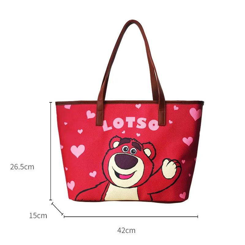 Disney Lotso Large Capacity PU Leather Zipper Tote Bag Cartoon Daisy Women Fashion Handbags Wallet Tote Bag Shoulder Backpack