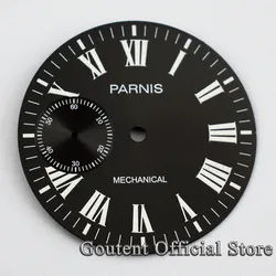 Parnis 38.9mm Black Watch Dial With White Marks Green Lume Fit ETA 6497 or Seagull ST3600 Movement Watch Face