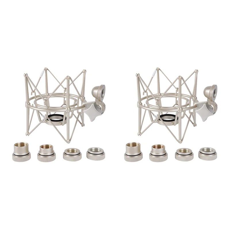 

N75R-2X Microphone Shock Mount Adjustable Mount Recording Mic Stand Metal Bracket Pod Microphone Stand (Champagne Gold)