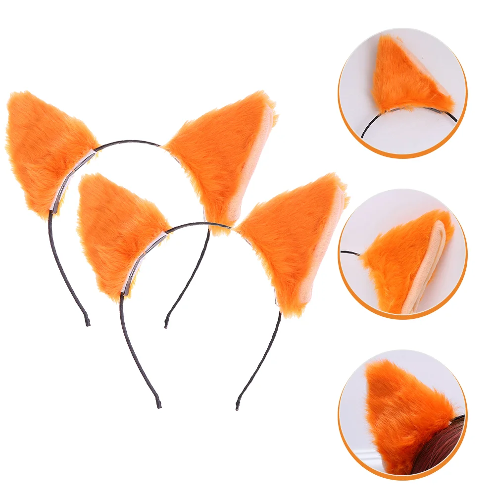 

2 Pcs Animal Headgear Dress up Costumes Accessory Ears Headbands Party Plush Cat Earphone Vintage Cosplay Fancy Headdress