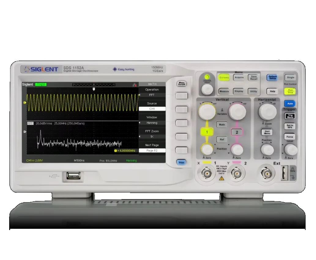 SIGLENT 2CH Oscilloscope 100M Bandwidth 2 Mpts Memory 32 Auto Measurements Complex Signals Multi Language Support OEM 7-inch