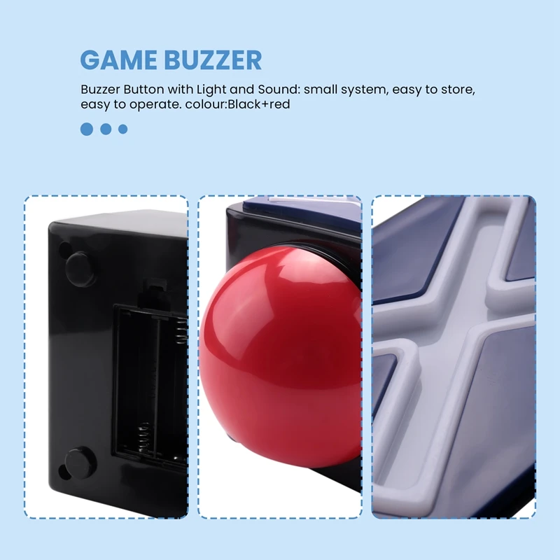 Buzzer Jogo Resposta com Luz, Buzzer Jogo, Som do Alarme, Botão Play, Trivia, Talk e Talento, Brinquedos Jogo, 2pcs