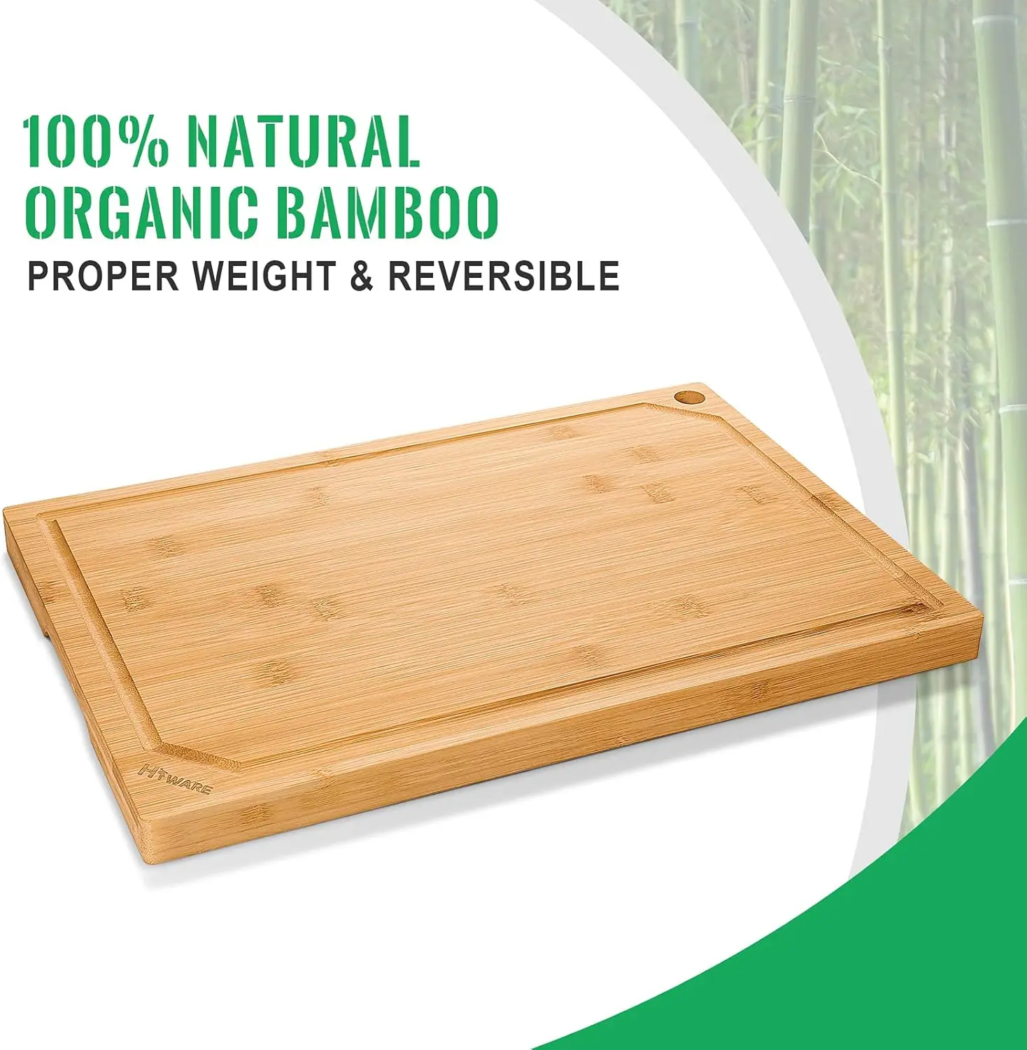 Bamboo Cutting Board for Kitchen, Heavy Duty with Juice Groove, 15x10 Inch, Knife Friendly view 3