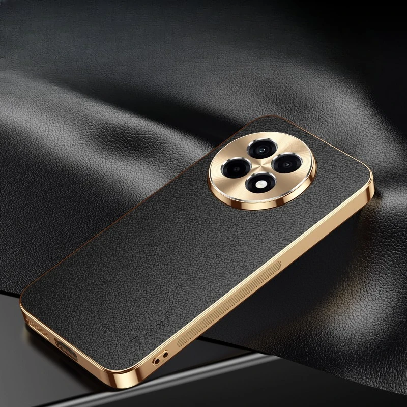 Case For 1+ 13 R Leather Texture Lichee Pattern Plating Cover For OnePlus Ace 5 1+ Ace3 2 Pro Shockproof Protection Cases