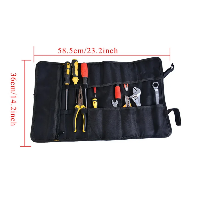 Imagem -03 - Multi Bolso Oxford Pano Kit de Reparo do Carro Bolsa Chave Fenda Alicate Rolo Reparação Ferramenta Bolsas Armazenamento Alta Qualidade wf 1pc