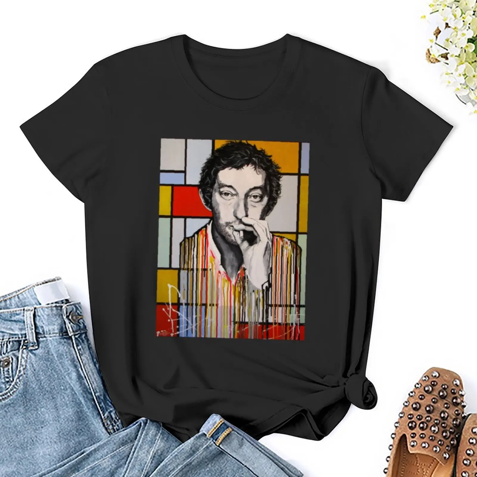 Gyapjúszövet gainsbourg classique Póló Állat nyomtatás Ing számára lányok Födémgerenda tops Koreai Csináltatás pólók számára Nők Grafikus tees