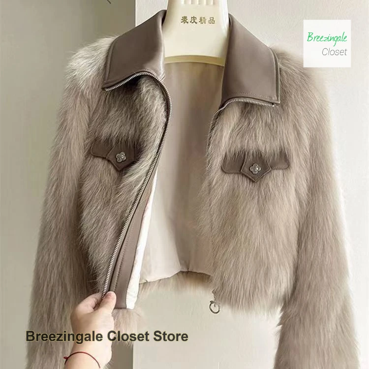 Korean version of the lapel small fragrance fur coat women's autumn and winter new fashion casual Joker plush short coat.
