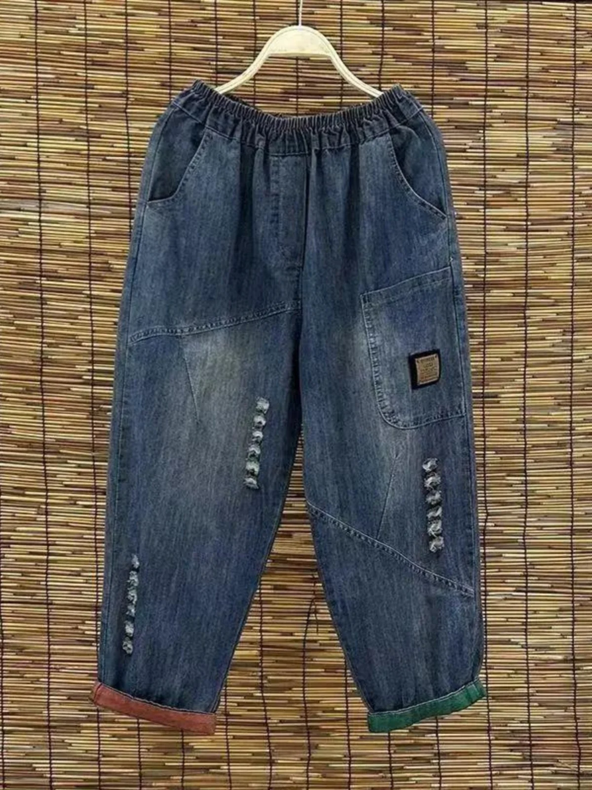 

Casual Women's Jeans High Waist Straight Leg Pocket Detail High Waist Slimming Bootcut Trousers for Pear Shaped Body
