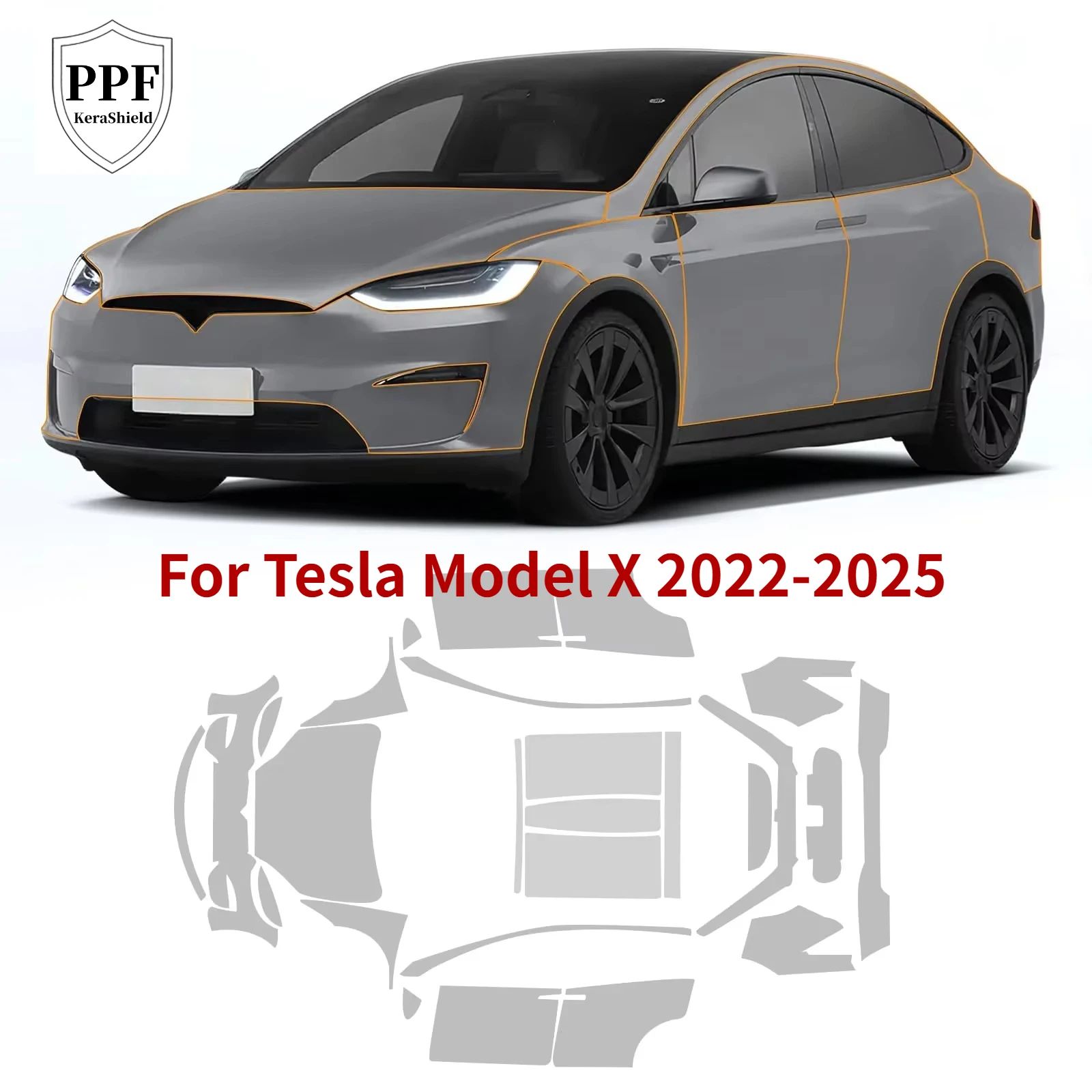 

For Tesla Model X 2022-2025 TPU Car Paint Protection Film Anti-Scratch Invisible Repairable Pre-cut PPF Clear Bra Self-adhesive