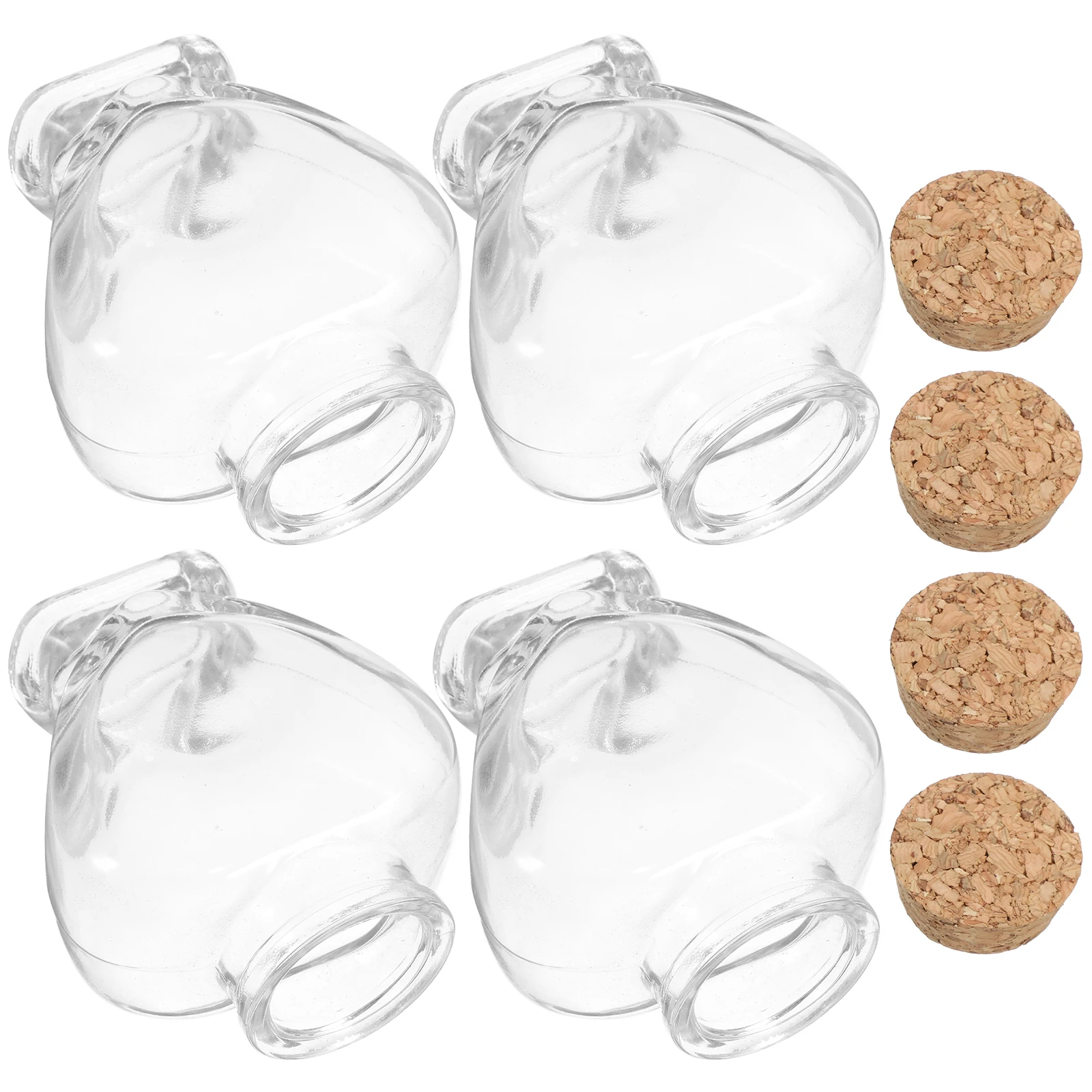 

4pcs Heart Type Wish Bottles Glass Favor Jars Romantic Sand Jar Clear Glass Storage Containers Small Jars With Cork Lid For