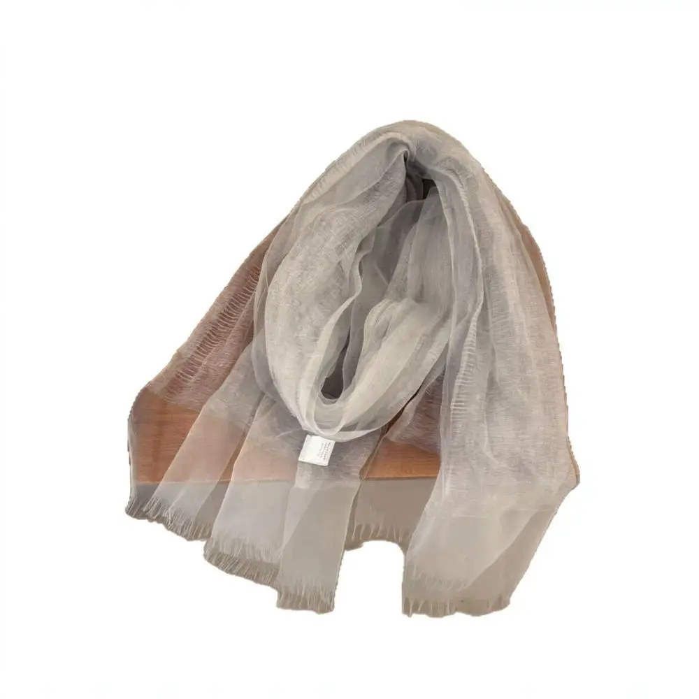 Fashion Women Long Scarf Tassel Shawl Soft Chiffon Wrap Elegant Lightweight Breathable Silk Like Stole Summer Beach Cover Up