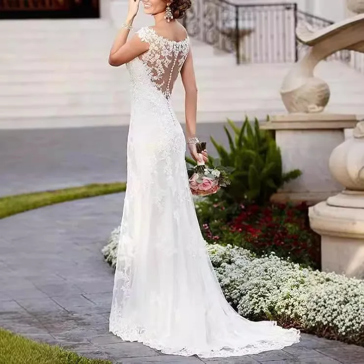 

Новое кружевное платье без рукавов с открытыми плечами, свадебная швабра с рыбьим хвостом