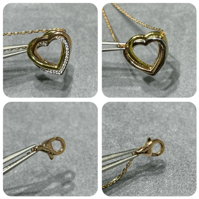 CT bestselling high-end accessory, heart tri-color pendant necklace, stylish design, s925 silver, elegant chic