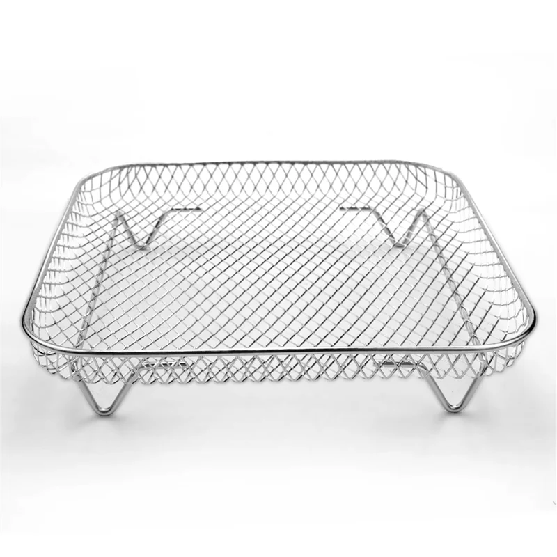 

A38T-2Pcs 8 Inch Air Fryer Rack Square Three Stackable Racks,Stainless Steel Multi-Layer Dehydrator Rack