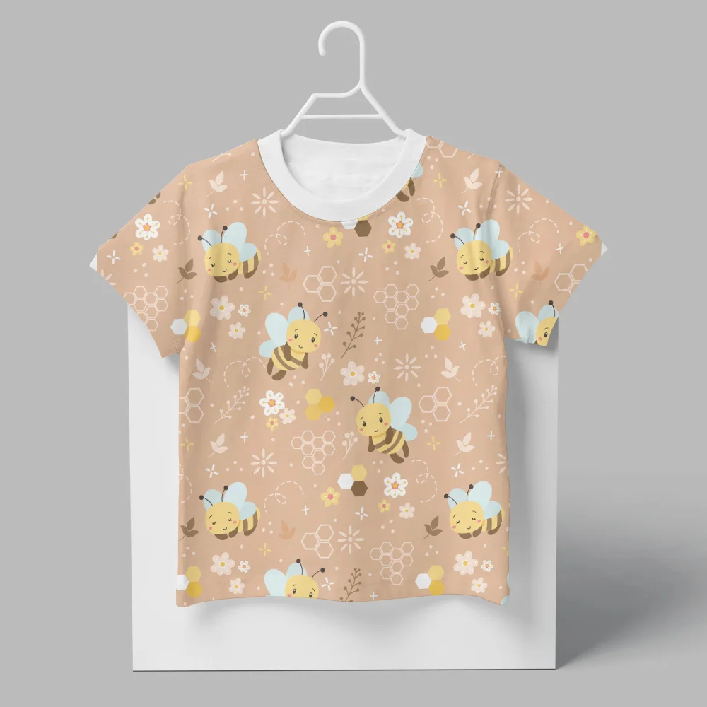 

Industrious Bees summer children T-shirt Boys and girls casual round neck T-shirt short sleeve children's parent-child clothing