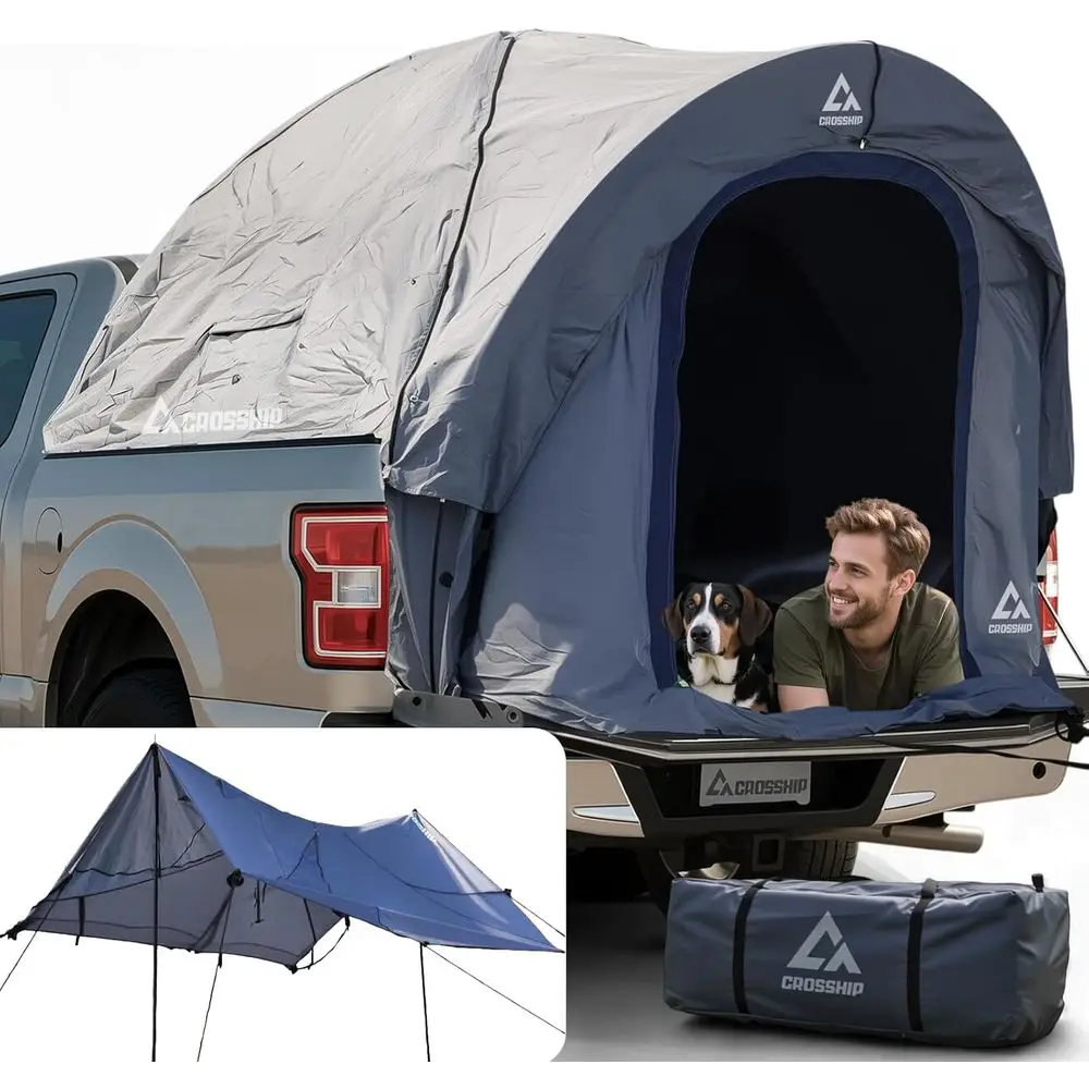 

2-Person Waterproof Truck Tent with Awning, Insect Mesh, Durable Fabric, Easy Setup for Pickup Trucks (5.5-6ft Beds)