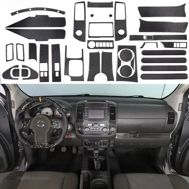 For Nissan Frontier 09-21 Soft Carbon Fiber Car Central Control Gear Shift Panel Decoration Stickers Interior Car Accessories