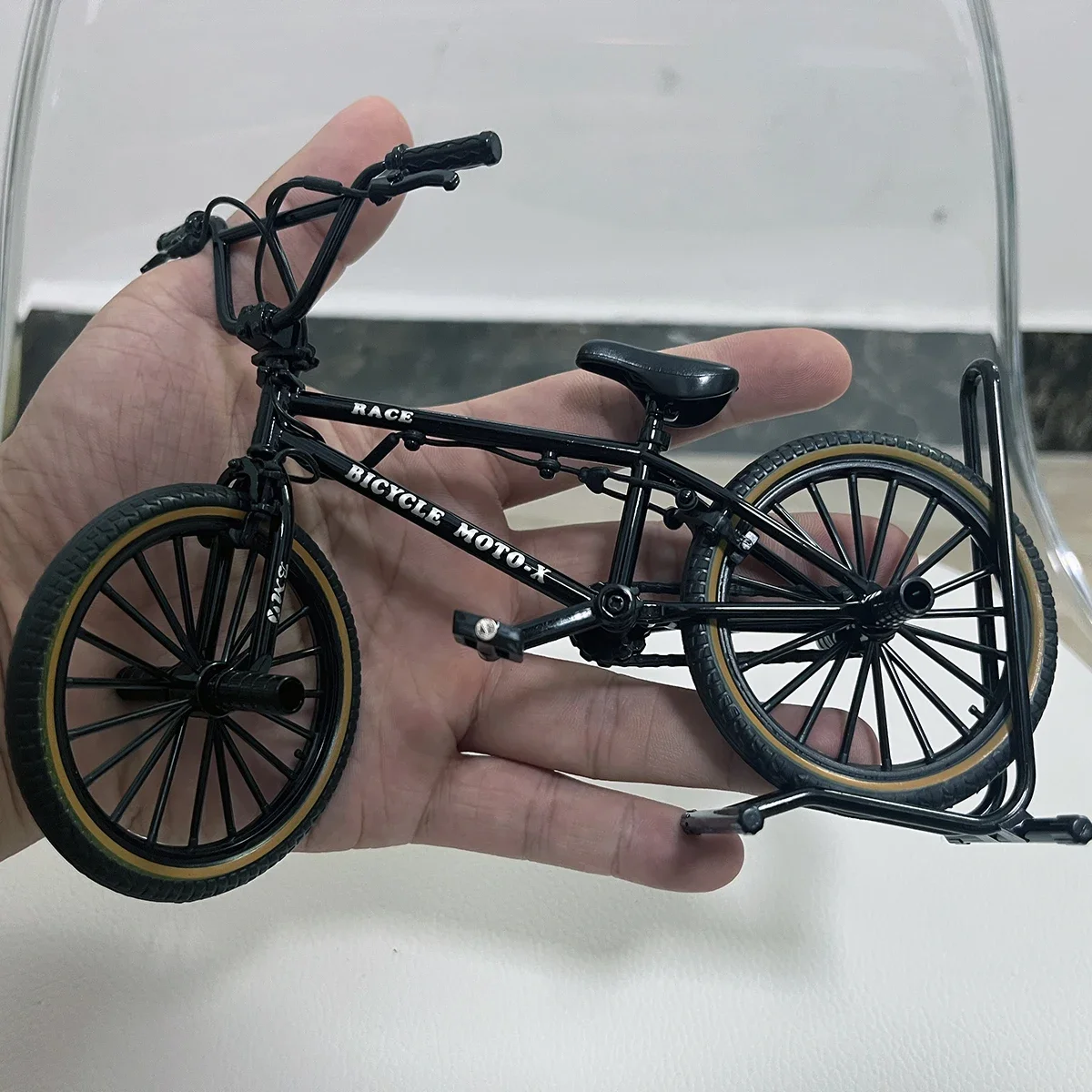 1:8 modello in lega bicicletta pressofuso decorazione Mountain Finger Mini Black Metal Bike simulazione collezione regali giocattoli