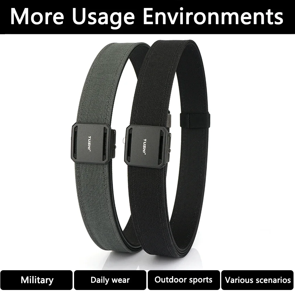 TUSHI Brand 3.8 Double Layer Thickened Tactical Belt CS Multifunctional Automatic Buckle Upgraded Version Gun Hanging Nylon Belt
