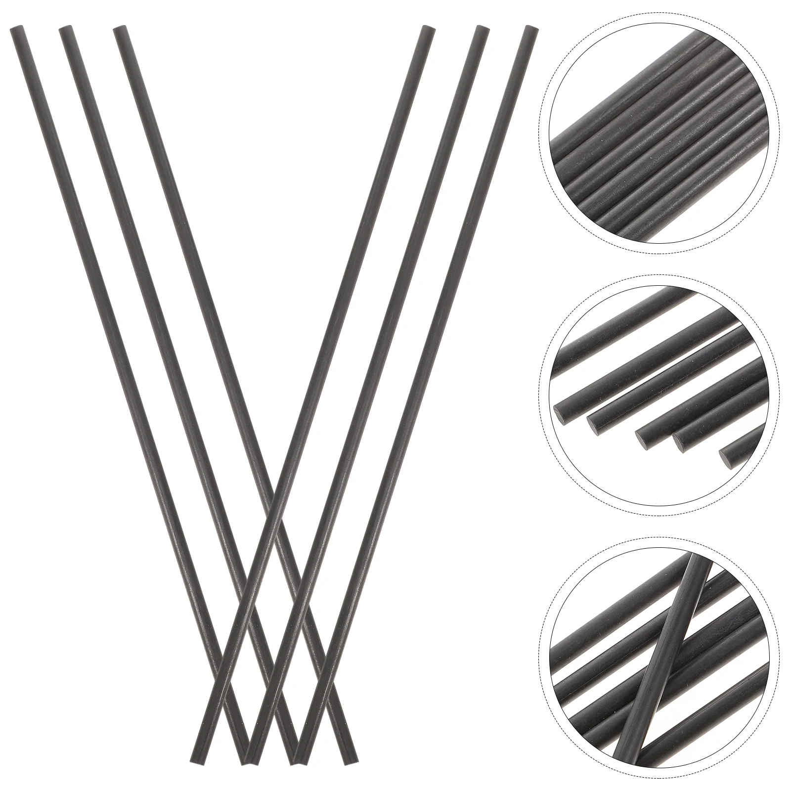 

6pcs Carbon Fiber Rod Lightweight High Strength Durability RC Airplane Aeromodelling Support Poles Tube DIY Craft Compatible S