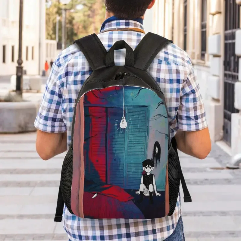 Omori-mochilas de juego de terror para hombres y mujeres, resistente al agua, bolsa escolar universitaria, bolsas de libros estampadas