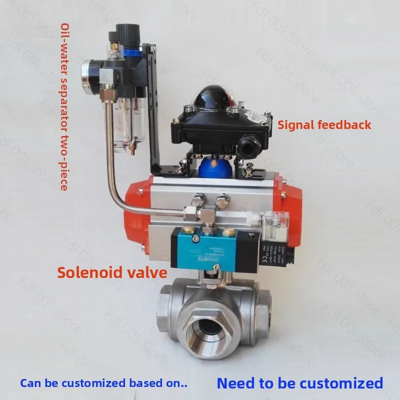 DN10 DN15 DN20 DN25  Three Piece Pneumatic Ball Valve With High Platform 304 Double Acting Cylinder