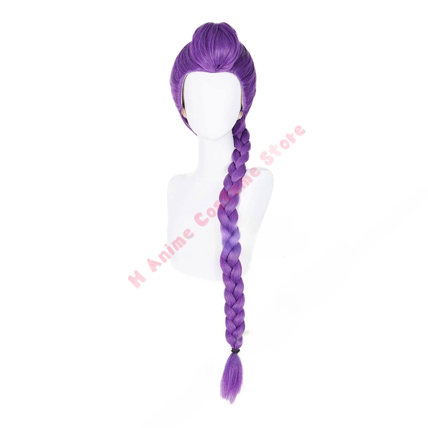 Rumi Cosplay Perücke Film KPop Demon Hunters Lila Zopf Langes Haar Hitzebeständiges Faserhaar + Perückenkappe Halloween Mädchen Frauen