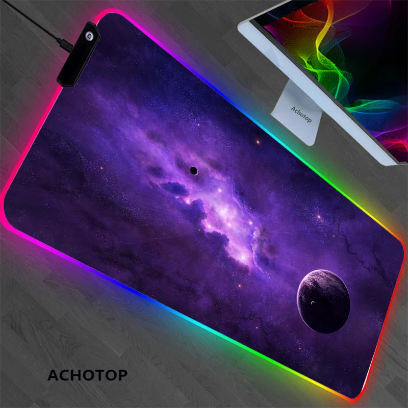 RGB Space podkładka pod mysz moda Laptop podkładka pod mysz komputerową 80x3 0cm podkładka pod mysz gamingową duża XL Gamer biurko podkładka pod klawiaturę z podświetleniem