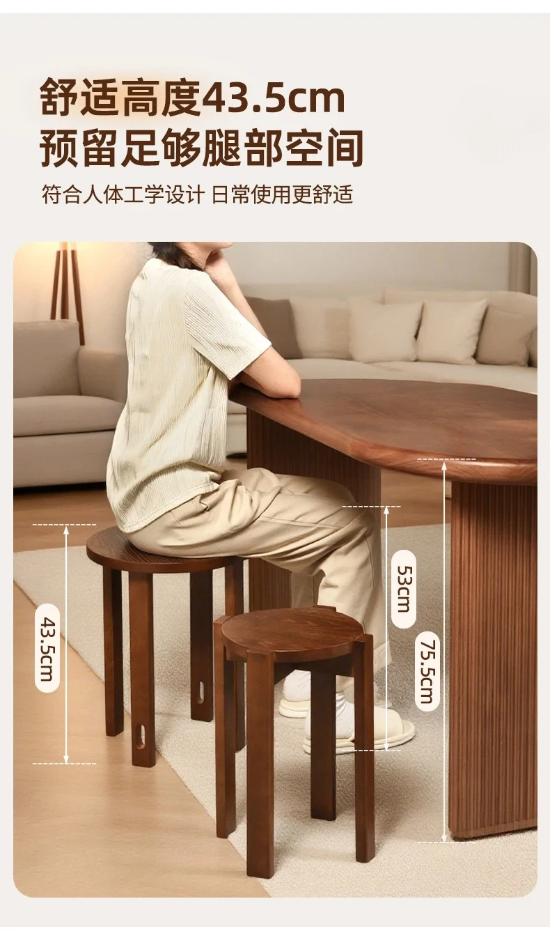 Solid wood stools can be stacked in restaurants，household multi-functional stools,several combinations on the , dining stools