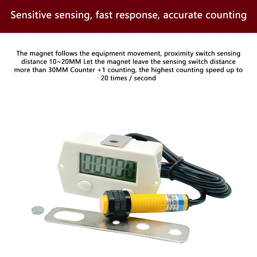 0~99999 Electronic Digital Display Counter Proximity Industrial Magnetic Sensor Switch Punch Counter Automatic Induction Meter